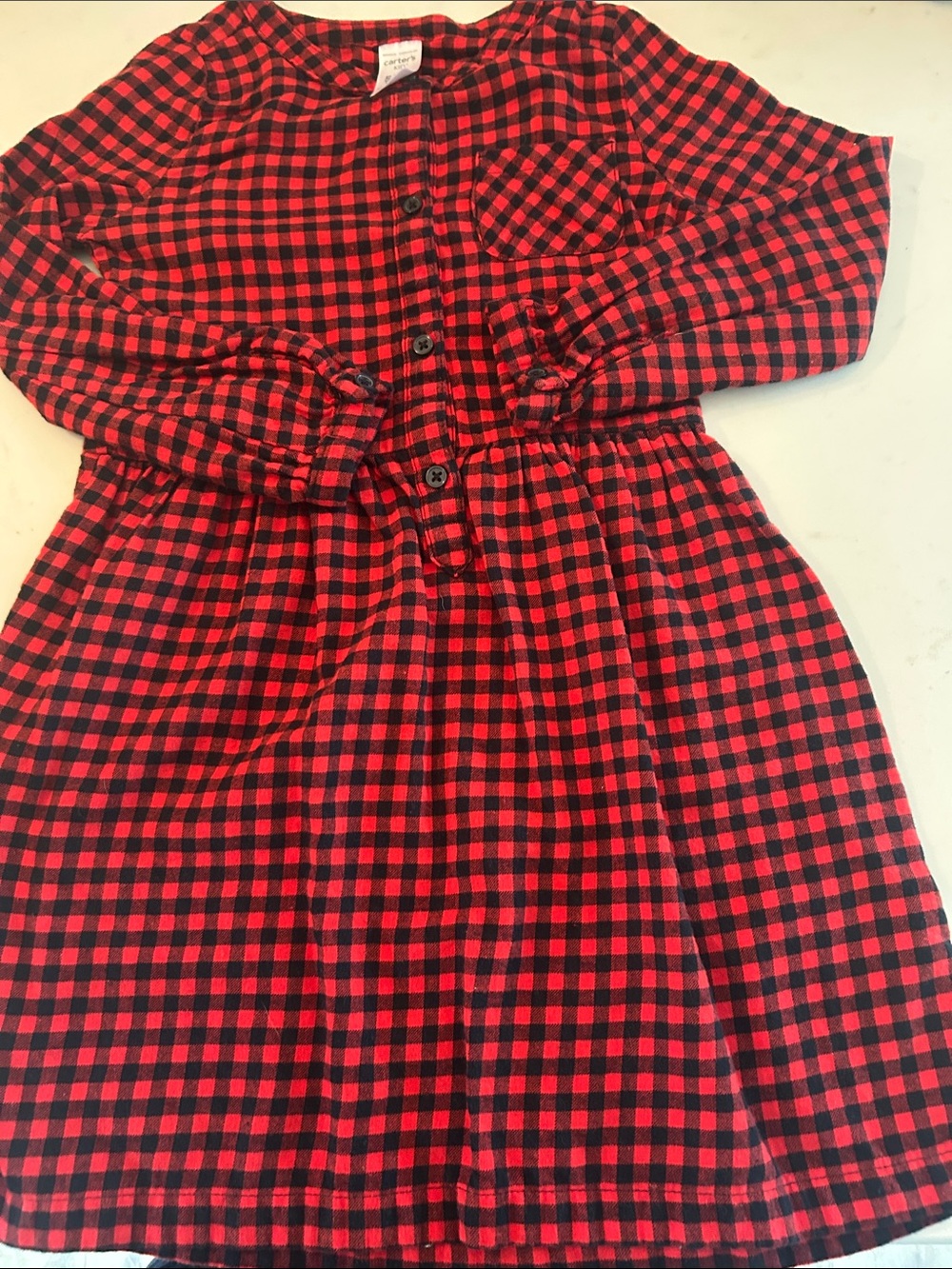 Carter's Red and Black Plaid Button-Front Dress